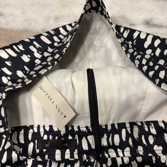 NWT Ann Taylor Fully Lined Zipper Back Straight Pencil Skirt Black White Size 6 - Picture 9 of 13